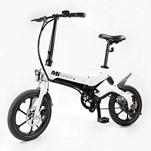 Vélos électriques : MiRiDER Vélo Électrique Pliant Structure en Magnésium 18.2kg - 250W - Jusqu'à 25km / h - 16 Pouces - IP65 (Blanc)