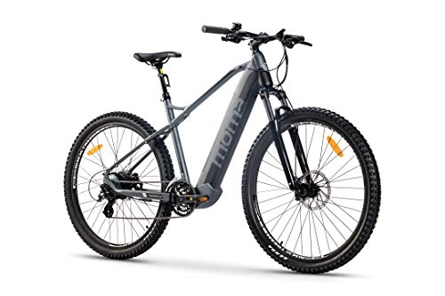 Vélos électriques : Moma Bikes Vélo Electrique E-MTB 29" M-L Susp. Avant & Freins Disque Hydraulique avec Batterie Intégrée Adulte Unisexe, Gris, M-L