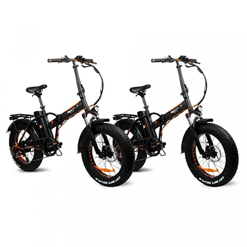 Vélos électriques : MoovWay Pack Duo Vélos Tout Terrain électriques Pliables 20'' 250W FATBIKE V3 - Noir