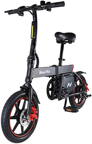 Vélos électriques : MoovWay Vélo Électrique Pliable, Jusqu'à 30km / h, Vitesse Réglable 14" Urban Bike, Autonomie 25km, Batterie 36V / 6.0Ah 350W, Adulte Unisexe, Noir