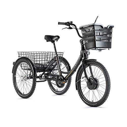 Vélos électriques : Motodak Tricycle Electrique-VAE City Leader Fox 24" lovelo Mixte Moteur Avant bafang 36v 250w 45nm alu Noir Mat-Or 3v Shimano Nexus