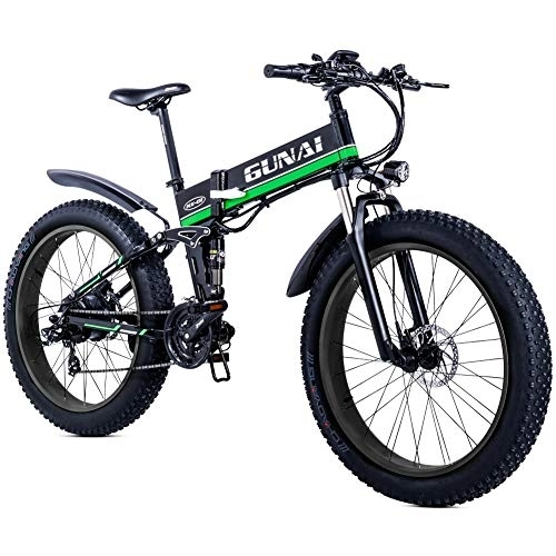 Vélos électriques : MSHEBK Vélo électrique de 66 cm pour adultes, VTT électrique, batterie au lithium amovible 48 V 12, 8 Ah, engrenages Shimano 21S, fourche à suspension verrouillable
