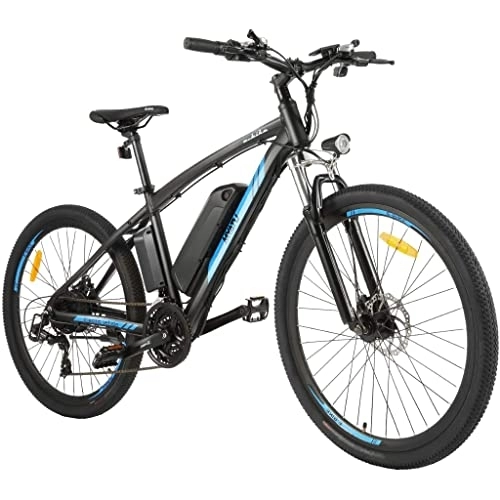 Vélos électriques : MYATU Vélo électrique Pedelec 5687 27, 5" avec batterie 36 V 12, 5 Ah, moteur arrière 250 W et écran LCD et 21 vitesses pour homme et femme Noir Bleu