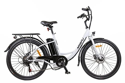 Vélos électriques : Myatu Vélo électrique électrique 26" 250 W Batterie 12, 5 Ah36 V 6 vitesses (blanc)