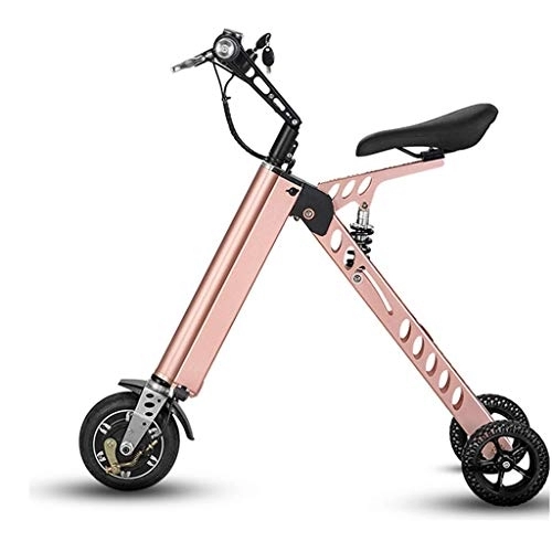 Vélos électriques : NUOLIANG Mini Tricycle Pliable 10 Pouces, Batterie Lithium 36V 250W Scooter électrique, Le kilométrage de 20 Miles, 13, 6 kg d'un Poids léger, la Vitesse 2 5km / H (Color : Pink)