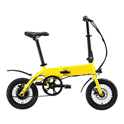Vélos électriques : NXXML Vlo lectrique Pliant lger, 360W E-Bike, Mini vlo lectrique de 12 Pouces avec Frein Disque Double Phare, Jaune