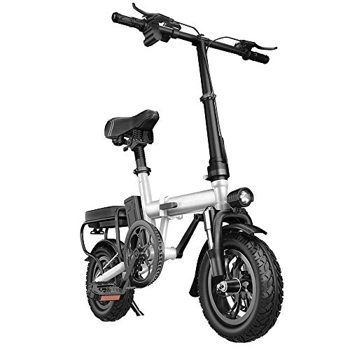 Vélos électriques : NXXML Vélo électrique portatif Rabattable Pro Smart en Aluminium, Petite Voiture avec Batterie de 12 Pouces, avec Batterie Lithium-ION Amovible de 48 V, Blanc, Mediumversion