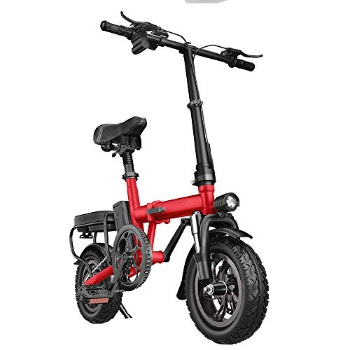 Vélos électriques : NXXML Vélo électrique portatif Rabattable Pro Smart en Aluminium, Petite Voiture avec Batterie de 12 Pouces, avec Batterie Lithium-ION Amovible de 48 V, Rouge, Mediumversion