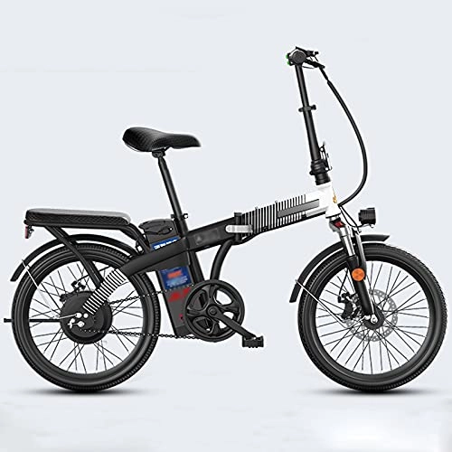 Vélos électriques : NYPB Vélo électrique Pliant pour Dames, vélo électrique Unisexe 20 Pouces, Batterie 48V, lumière LED, capacité de Charge 100 kg, Cadre en Acier au Carbone (Schwarz)