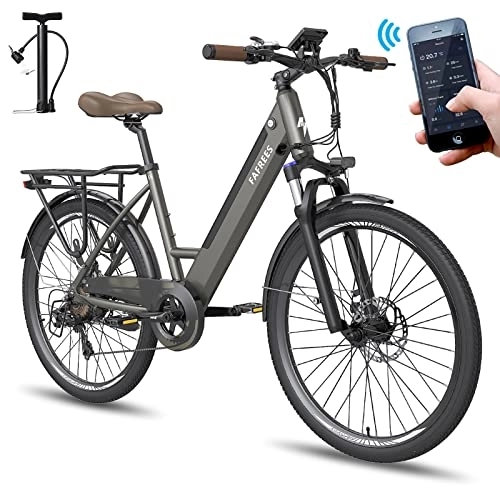 Vélos électriques : Officiel ] Fafrees F26-PRO Vélo pour Femme avec Application E Bike 26 Pouces, 250 W E Vélo électrique pour Homme 42 N.m Vélo VTT électrique 36 V / 10 Ah Shimano Pedelec Femme 120 kg IP54 - Gris