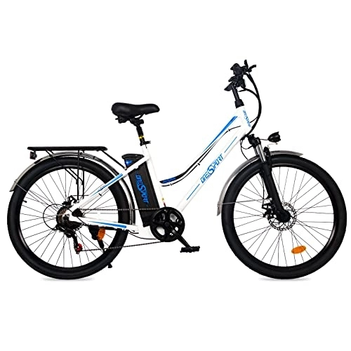 Vélos électriques : Onesport Vélo Électrique Pliable 26", VTT Électrique Homme Femme 250W, E-Bike Shimano 7 Vitesses LED 25KM / H, 36V / 10Ah Batterie Amovible (BK1, Blanc)