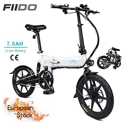 Vélos électriques : OUXI FIID0 D2 Vélos électriques, vélos électriques pliants pour Adultes 7.8AH 250W 16 Pouces 36V léger avec phares à LED et 3 Modes adaptés aux Hommes Adolescents Fitness City Commuting (Blanc)