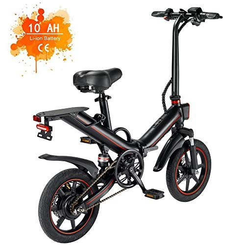 Vélos électriques : OUXI V5 vélos électriques pour Adultes, vélos pliants pour Femmes Hommes avec Batterie 400W 15Ah 48v 14 Pouces Vitesse maximale 25 km / h adapté aux déplacements Sportifs en Ville-Noir