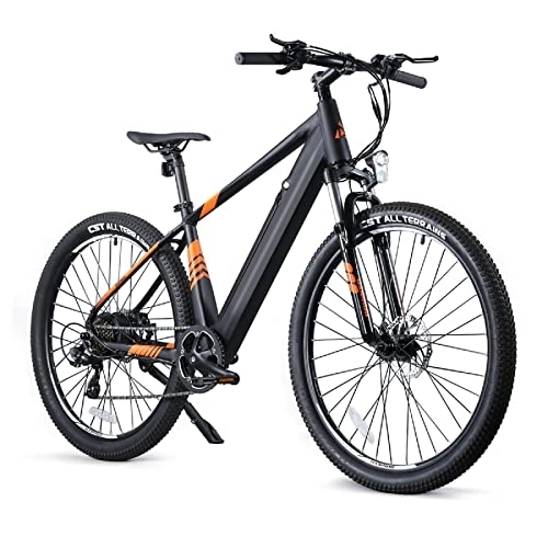 Vélos électriques : Pedelec Vélo de montagne électrique pour homme 27, 5" Moteur brushless 250 W, batterie 36 V 10 Ah, portée jusqu'à 65 km, max. 120 kg, convient pour 168-190 cm (Orange)