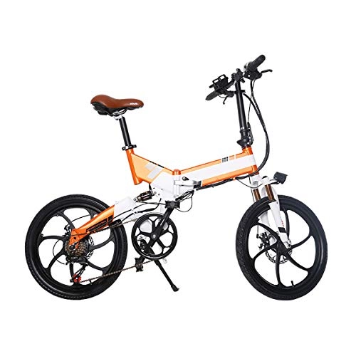Vélos électriques : Pliage E-Bike intgr 48V 250W Haute Puissance Batterie 7 Vitesses lectrique VTT vlo de Banlieue 20 Pouces avec Double Freins Disque et LCD 3 Vitesses Smart Meter, White