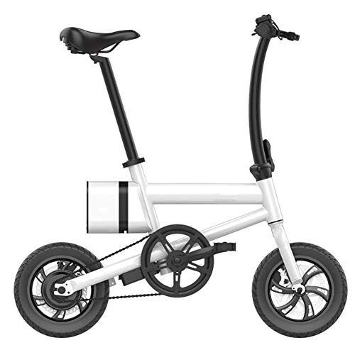 Vélos électriques : Pliant Vélo Électrique, Multifonction USB Interface Vélo Électrique Étudiants Adultes Mini Portable Confortable Loisirs Scooter Électrique, 23-35Km Unisexe, Blanc