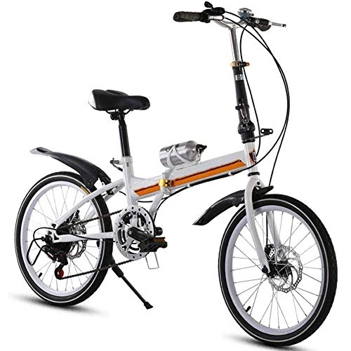 Vélos électriques : Qinmo Vlo Pliant 16 Pouces en Aluminium de vlos for Adultes 6 Vitesses Vlo lectrique 21 Vitesse Vlo lectrique Double Suspension vlo Pliant (Color : White)