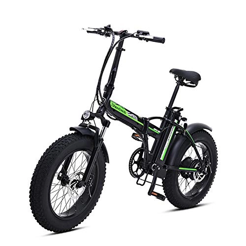 Vélos électriques : QWG Vélo électrique Pliable 4.0 Gros Pneu vélo électrique Beach Cruiser cyclomoteur Pliant 48V 15AH Batterie au Lithium