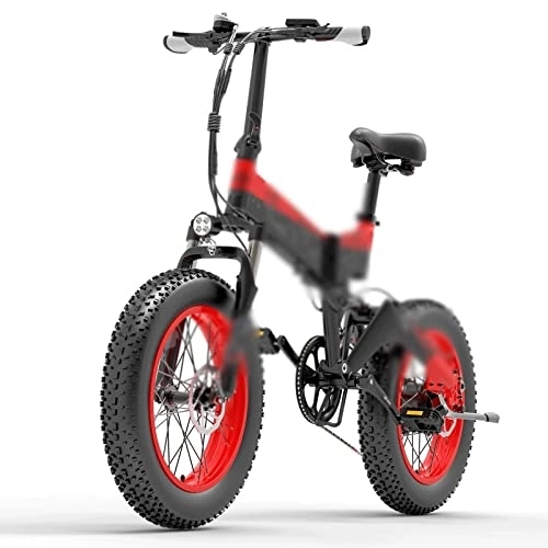 Vélos électriques : QYTEC ddzxc Vélos électriques pour adultes Moteur 1000 W Vélo électrique pliable 48 V 15 Ah Aide électrique Vélo électrique Absorption des chocs Vélo électrique (couleur : noir rouge)