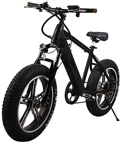 Vélos électriques : RDJM VTT Electrique, Adultes Montagne Vélo électrique, avec 250W Moteur 20 Pouces 4.0 Pneu Large motoneige Amovible Batterie Double Freins à Disque Urban Commuter E-Bike Unisexe (Color : Black)