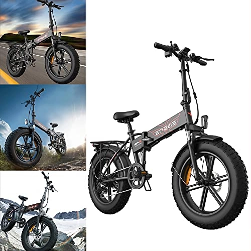 Vélos électriques : RENSHUYU VTT avec éclairage LED Shimano 7 vitesses, vélo électrique pliable pour autoroutes, routes de montagne, champs de neige, etc. Noir