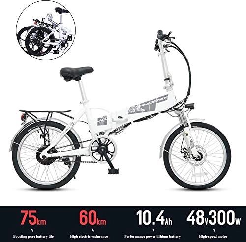 Vélos électriques : REWD Vlo lectrique Commute Ebike avec 300W Motorvfor Voyage, Faire du vlo et de Get Off Work (Color : White, Size : 20 inch 36V 10.4Ah)