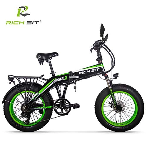 Vélos électriques : Rich Bit 26" e-Bike 250w / 500w / 1000w Shimano 21 Vitesses Freins Disque Intelligent vlo lectrique Vert (Vert, 500w)