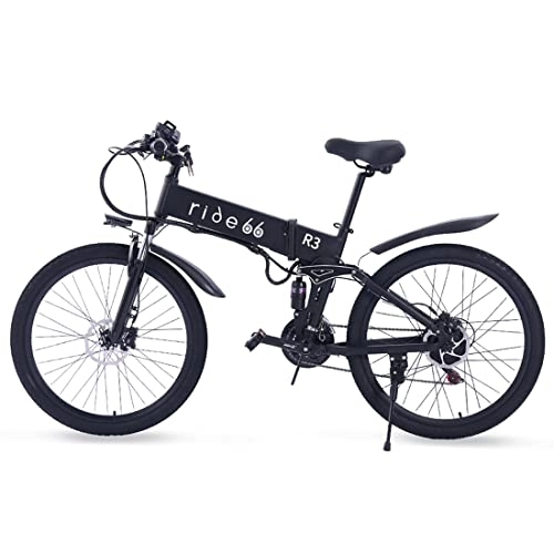 Vélos électriques : ride66 Velo Electrique VTT Bike 26 Pouces Pliant Batterie Ebike pour Homme Femme