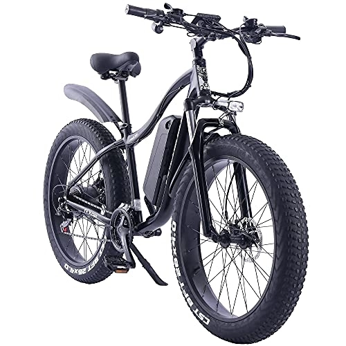 Vélos électriques : ride66 Vélo Électrique VTT Fat Bike 26 Pouces 48V 16Ah Batterie Ebike pour Homme Femme (Noir) XL