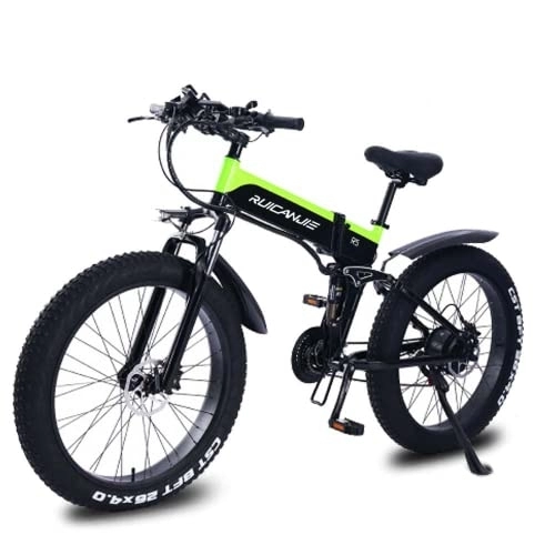 Vélos électriques : Ride66 Vélo électrique pliant VTT 26"*4.0" Fatbike 21 vitesses Freins Hydrauliques Suspension Totale Pour Homme Femme Adulte