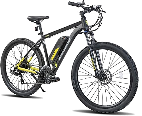 Vélos électriques : Rockshark Vélo électrique 26 / 27, 5 / 29" VTT pour homme et femme avec Shimano 21 vitesses et moteur arrière et batterie au lithium 36 V 10, 4 Ah