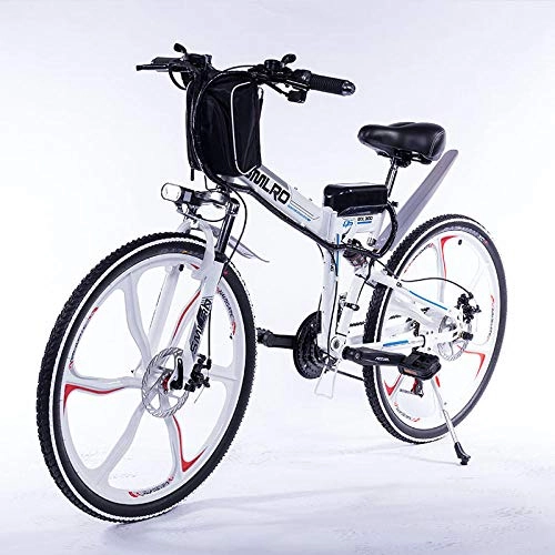 Vélos électriques : RPHP détachable 48 V 13AH Batterie au Lithium lumière vélo électrique et 350 W Haute Puissance électrique vélo Pliant vélo électrique-Blanc -350W 8AH 48V