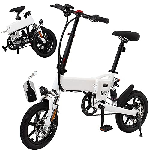 Vélos électriques : RSTJ-Sjef Vélo Électrique Pliant, Vélo Électrique 14 Pouces pour Adultes avec Batterie 36V / 8Ah Et Moteur sans Balai 250W, 3 Modes De Conduite Et 7 Vitesses
