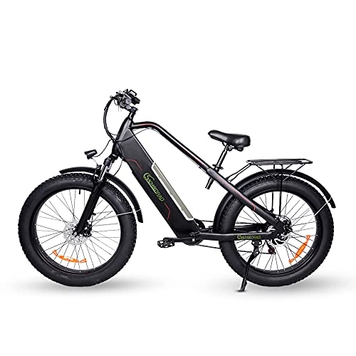 Vélos électriques : SachsenRad Vélo électrique E-Fat-Bike R12 Jägernaut 26 Pouces, Moteur 500W, Batterie Lithium 48V 12Ah, Max. 25 km / h, autonomie jusqu'à 120 km, 7 Vitesses, certifié StVZO, Frein à Disque, Noir