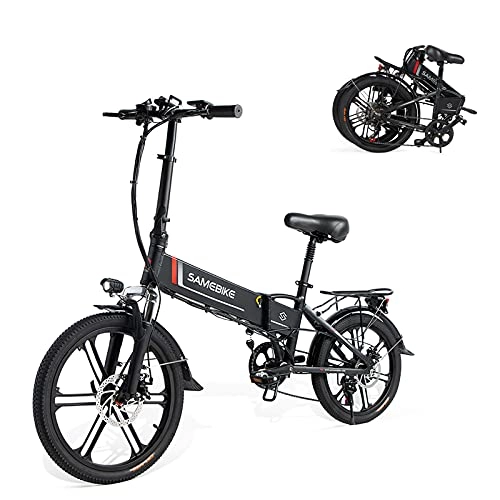 Vélos électriques : SAMEBIKE 20LVXD30-II Version de Mise à Niveau 48V 10.4AH vélo électrique Pliant 20 Pouces vélo de Banlieue électrique pour Adulte (Noir)