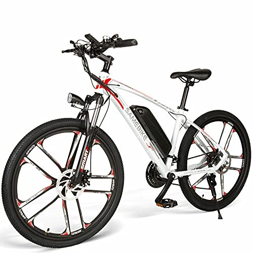Vélos électriques : SAMEBIKE MY-SM26 Vélo électrique en Alliage de magnésium 21 Vitesses Vélo électrique pour Adulte (Blanc)