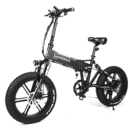 Vélos électriques : SAMEBIKE Vélos électriques Adultes Vélo électrique de Pneu Gras Pliable de 20"x 4.0 avec Moteur 500W, Batterie Amovible 48V 10Ah, Shimano 7 à 7 Vitesses, 15 km / h, Charge 180kg, Noir