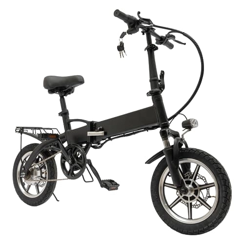 Vélos électriques : SanBouSi Vélo électrique de 14 pouces - Pliable - Avec 3 modes de conduite - Moteur sans balais - Écran LCD - Pour homme et femme - Avec batterie amovible 36 V 8 Ah - Noir