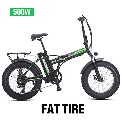 Vélos électriques : shengmilo MX20 20 inch Electric Bicycle Folding Bike 48V 500W Fat Tire Ebike Snow Beach E-Bike with Hydraulic Disc Brakes Aluminum Frame MTB e Bike (Noire)