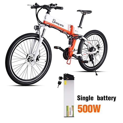 Vélos électriques : Shengmilo Velo Electrique Electric Bike Mountainbike vlo lectrique E-Bike VTT Pliant Electrique pour Adulte Homme Batterie au Lithium 48V 12.8A 21 Vitesses 26" Freins Disque hydrauliques