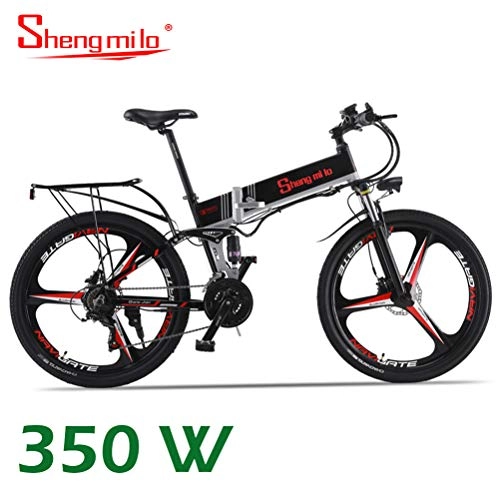 Vélos électriques : Shengmilo Vlos lectriques Pliable, Vlo lectrique Intgr Mountain Wheel Road De 26 Pouces, Batterie Au Lithium De 48 V / 350 W Incluse (Noir)