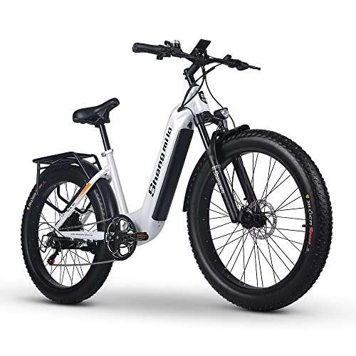 Vélos électriques : Shengmilo VTT électrique MX06 pour adultes, vélo électrique avec 3 modes de conduite, facile à assembler, batterie amovible 48 V 15 Ah, moteur BAFANG, freins à disque hydrauliques