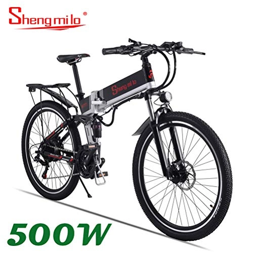Vélos électriques : Shengmilo Vélo Pliant électrique, Vélo De Montagne 26 Pouces, Vélos électriques Batterie Au Lithium 48V / 500W Incluse (Noir)