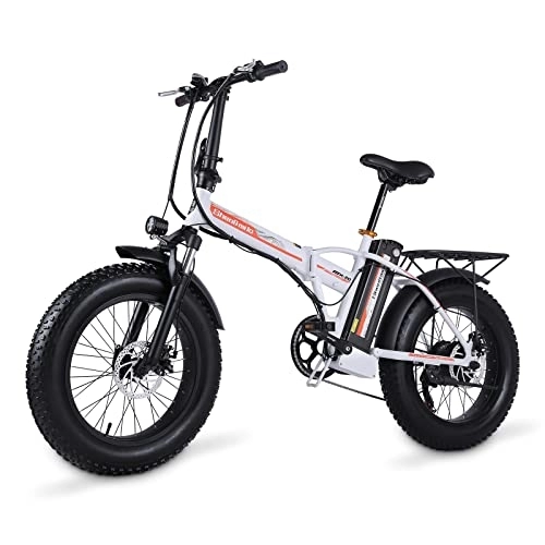 Vélos électriques : Shengmilo Vélo électrique à assistance électrique pour adulte, vélo électrique de 20 pouces, vélo de montagne, fourche à suspension verrouillable MX20 E-bike… (Blanc)