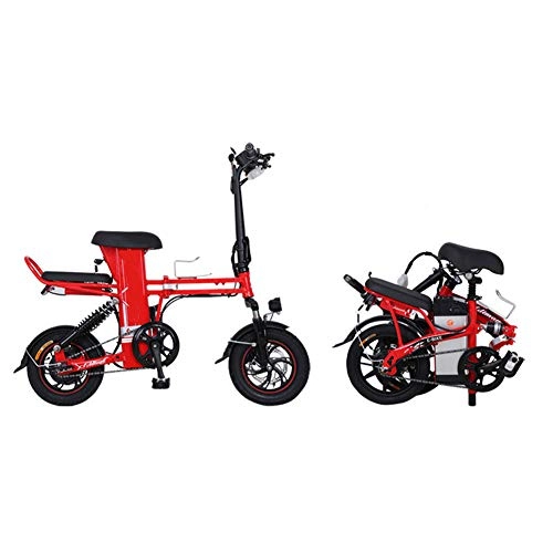 Vélos électriques : SHENXX Vélo Électrique Pliant, Jusqu'à 25km / h, 12 Pouces Ultra-léger Noir E-Bike, Batterie Lithium Rechargeable 350W / 48V, Adulte Unisexe, Noir