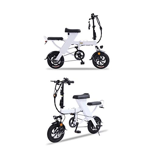 Vélos électriques : SHENXX Vélo électrique Pliant eBike Montagne Vélo Vélomoteur Li-ION Batterie 8Ah 48V 12 Pouces Roues avec LED Affichage Numérique Port USB Noir, Blanc