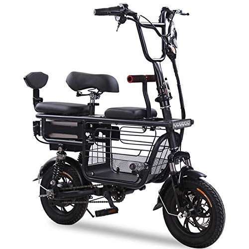 Vélos électriques : SHENXX Vélo électrique Pliant eBike Vélo Vélomoteur Li-ION Batterie 8Ah 48V 12 Pouces Roues avec LED Affichage Numérique Port USB Noir, Noir