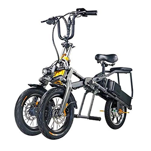 Vélos électriques : SILOLA Portable Pliant électrique à Trois Roues vélo Adulte Loisirs Scooter de Voyage - matériau léger en Alliage d'aluminium - Affichage et Batterie au Lithium 10.4AH * 2