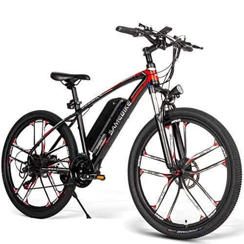 Vélos électriques : SM26 Vélo de Montagne électrique, Vélo électrique pour Adultes 8Ah 350W 48V Gros Pneu 26 Pouces avec Shimano 21 Speed Vélos cyclomoteurs Rapide pour Hommes Femmes (Noir)