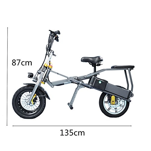 Vélos électriques : SMLRO JX003 Pliant Un Seconde Tricycle lectrique Vlo Scooter 14 Pouces 250 W 36 V 10.4AH 3 Vitesse Li-Batterie Puissant Vlo Tricycle Scooter pour Adultes / Enfants (Deux Batteries38 Miles)